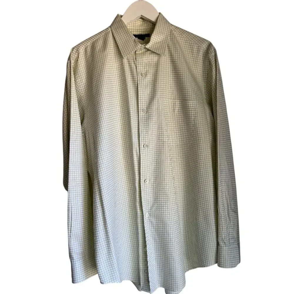 Banana Republic Men’s Green Check Button Down Shirt Size Large 16-16.5